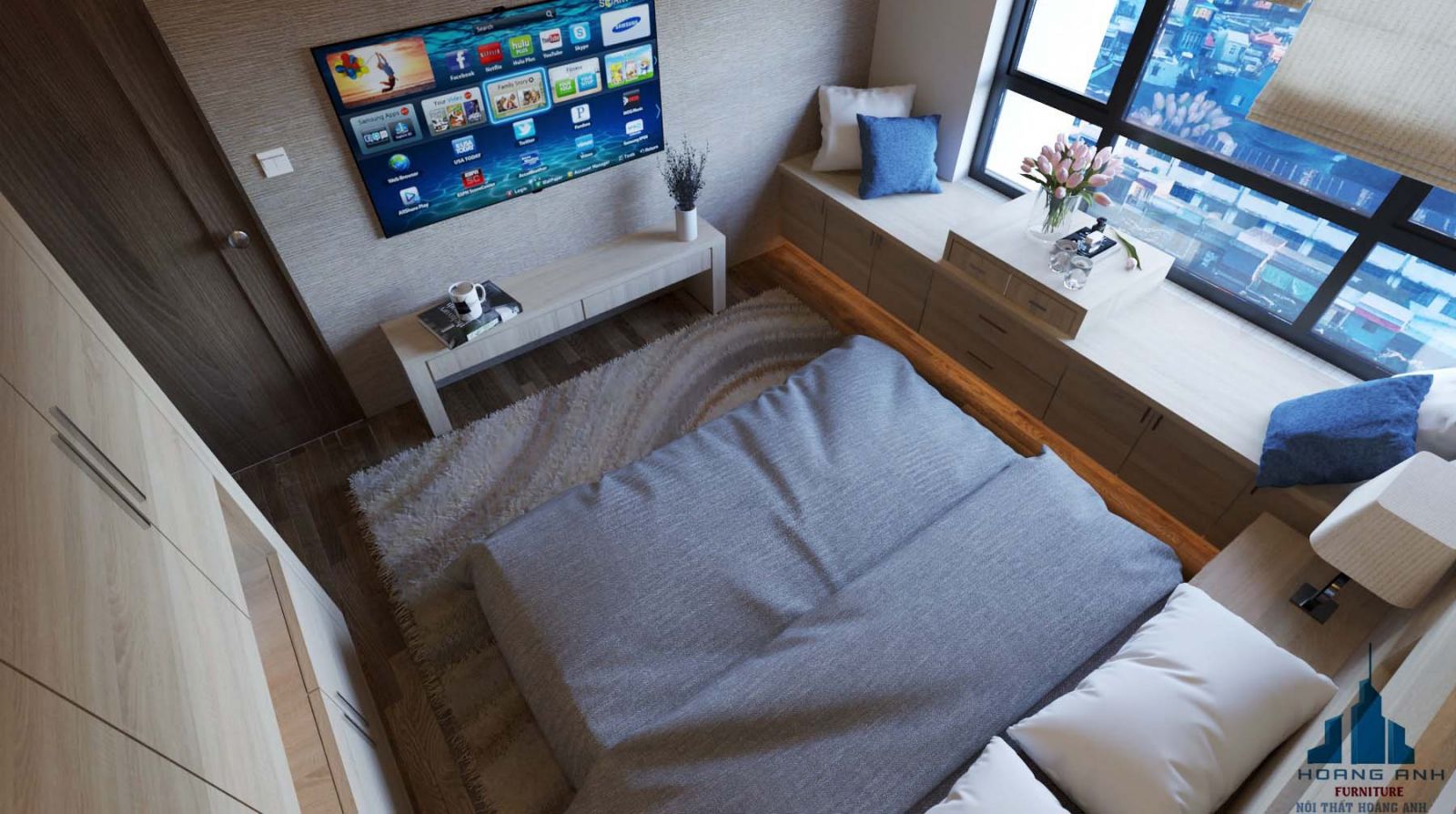 Sử dụng các đồ nội thất có tính kết nối khoảng cách giúp cho phòng ngủ nhỏ của bạn trở nên gọn gàng hơn